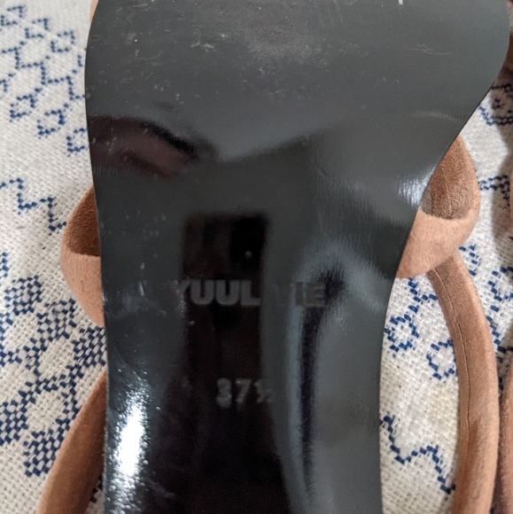 Yuul Yie Square Toed Suede Sandal Heels in Nude - Picture 7 of 10